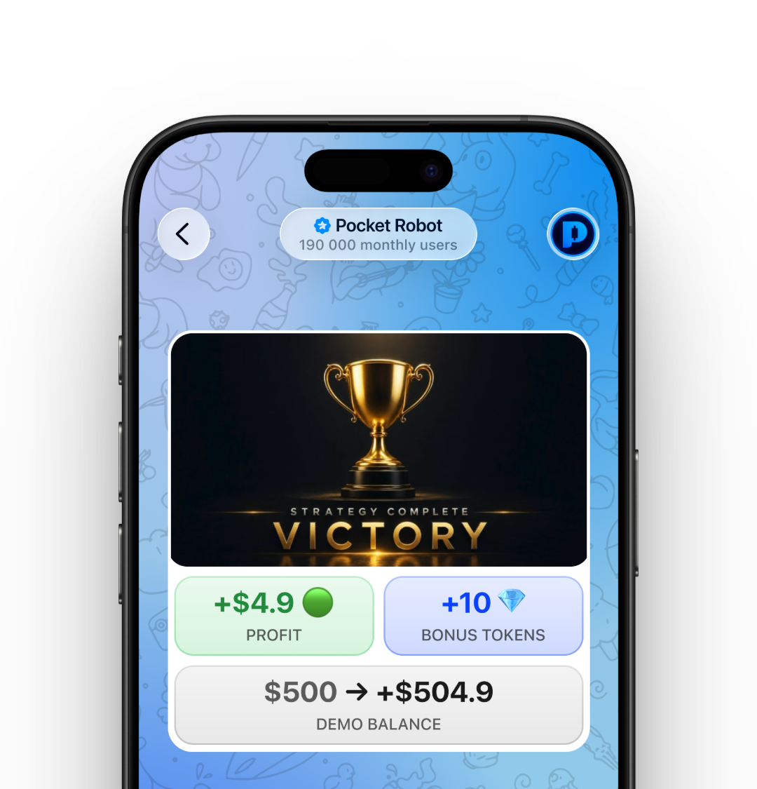 Session result: profit, bonus tokens and demo balance